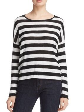 Eileen Fisher Organic Linen Striped Sweater, Lightweight, Lagenlook, Nautical